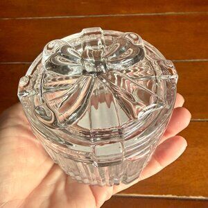 NEW Clear Glass Trinket Box with Ribbon Bow Lid